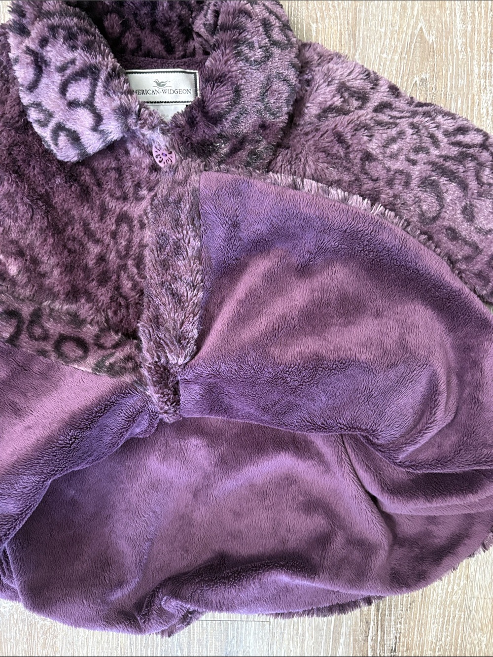 American Widgeon Toddler Faux Fur Purple Leopard Coat - Picture 3 of 4